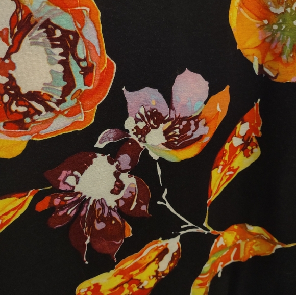 Peck & Peck Black Vibrant Floral Long Sleeve Tunic Dress Size Medium - Picture 11 of 13